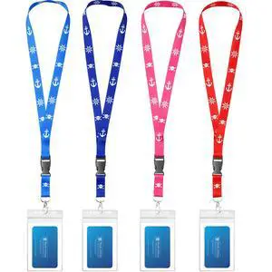 Cruise Lanyards, 4 Pack Waterproof Lanyards with ID Badge Reel Holder, Detachable Buckle for Ship Key Cards, Cruise Ship Essentials Cruise Lanyards, 4 Pack Waterproof Lanyards with ID Badge Reel Holder, Detachable Buckle for Ship Key Cards, Cruise Ship Essentials