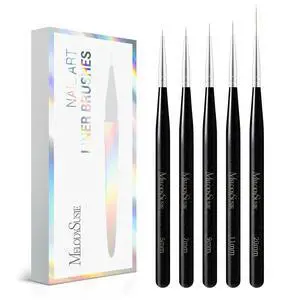 MelodySusie Nail Art Liner Brushes 5Pcs Sizes 5/7/9/11/20mm MelodySusie Nail Art Liner Brushes 5Pcs Sizes 5/7/9/11/20mm