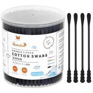 Black Cotton Swabs Spiral - 200 Count Organic Cotton Buds Gothic Bathroom Tightly Wrapped Charcoal Cotton Tips Paper Stick Soft Gentle Cruelty-Free Lint-Free, Round & Spiral (Black) Black Cotton Swabs Spiral - 200 Count Organic Cotton Buds Gothic Bathroom Tightly Wrapped Charcoal Cotton Tips Paper Stick Soft Gentle Cruelty-Free Lint-Free, Round & Spiral (Black)