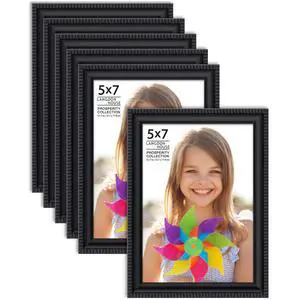 Langdon House 5x7 Picture Frames (Black, 6 Pack), Contemporary Frame Set, Wall Mount or Table Top, Prosperity Collection Langdon House 5x7 Picture Frames (Black, 6 Pack), Contemporary Frame Set, Wall Mount or Table Top, Prosperity Collection
