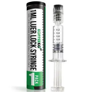 Kopperko 1ml Luer Lock Syringe, 1 Pack, Borosilicate Glass Kopperko 1ml Luer Lock Syringe, 1 Pack, Borosilicate Glass