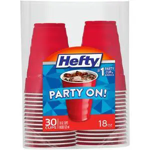 Hefty Party On Disposable Party Cups, Red, 18oz, 30ct Hefty Party On Disposable Party Cups, Red, 18oz, 30ct