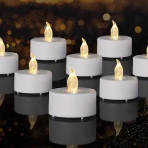 Tea Lights Flameless Battery Operated Candles. Warm White 12Pack Tea Lights Flameless Battery Operated Candles. Warm White 12Pack