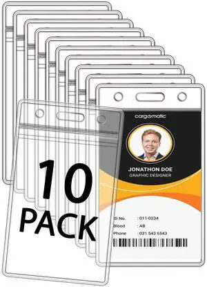 Name Badge Holders Clear Badge Sleeve Plastic Lanyard Sleeves for ID Holders (10 Pcs Vertical) Name Badge Holders Clear Badge Sleeve Plastic Lanyard Sleeves for ID Holders (10 Pcs Vertical)