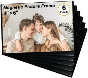 Magnetic Picture Frame, Holds 4X6 Inches Pictures, Reusable Black Magnet Fridge Photo Sleeves for Refrigerator, Locker,Office Cabinet (Black, 6) Magnetic Picture Frame, Holds 4X6 Inches Pictures, Reusable Black Magnet Fridge Photo Sleeves for Refrigerator, Locker,Office Cabinet (Black, 6)