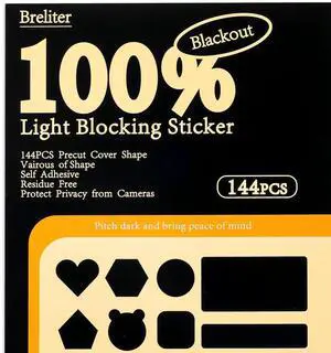 Breliter 144PCS Light Blocking Stickers with Tweezers for Electronics Light Dimming, Block 95%-100% of LED Lights, for Routers, Monitors and Electrical Appliances Breliter 144PCS Light Blocking Stickers with Tweezers for Electronics Light Dimming, Block 95%-100% of LED Lights, for Routers, Monitors and Electrical Appliances