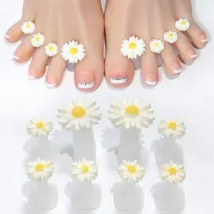 8pcs Silicone Daisy Toe Separators for Pedicure Nail Polish Gel, White - Nail Art Tools 8pcs Silicone Daisy Toe Separators for Pedicure Nail Polish Gel, White - Nail Art Tools