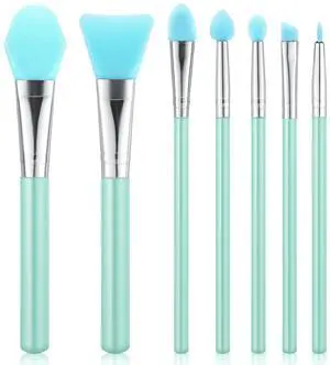 7PCS Silicone Brush Applicator Kit for Cream Makeup and Epoxy Art Crafting, Green 7PCS Silicone Brush Applicator Kit for Cream Makeup and Epoxy Art Crafting, Green