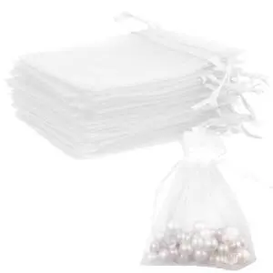 White Organza Bags 50Pcs 3x4 Inch with Drawstring, Sheer Mesh Gift Pouches for Jewelry Party Favor Wedding Christmas White Organza Bags 50Pcs 3x4 Inch with Drawstring, Sheer Mesh Gift Pouches for Jewelry Party Favor Wedding Christmas