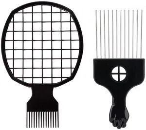 Upgraded 2-in-1 Afro Hair Coil Pick Comb Curl Brush and Hair Sponge Brush Set with Metal Pick Comb for Black Men Women Curls, 2 Pcs Upgraded 2-in-1 Afro Hair Coil Pick Comb Curl Brush and Hair Sponge Brush Set with Metal Pick Comb for Black Men Women Curls, 2 Pcs