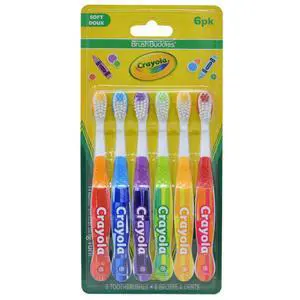 Brush Buddies Crayola Kids Toothbrush Set 6 Pack Soft Bristle Toddler Toothbrush Ages 2+ Small Head Easy Grip Handle Colorful Design for Daily Use Home Travel Brush Buddies Crayola Kids Toothbrush Set 6 Pack Soft Bristle Toddler Toothbrush Ages 2+ Small Head Easy Grip Handle Colorful Design for Daily Use Home Travel