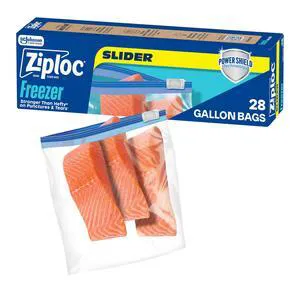 Ziploc Gallon Freezer Slider Bags, Food Storage, 28 Count Ziploc Gallon Freezer Slider Bags, Food Storage, 28 Count