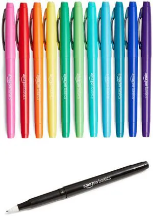 Amazon Basics Felt Tip Marker Pens, Assorted Colors, 12-Pack, for Art Projects, Writing, Drawing, Journaling Amazon Basics Felt Tip Marker Pens, Assorted Colors, 12-Pack, for Art Projects, Writing, Drawing, Journaling