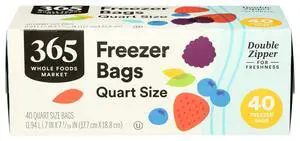 365 by Whole Foods Market Quart Size Freezer Bags Double Zipper 40 Count 365 by Whole Foods Market Quart Size Freezer Bags Double Zipper 40 Count