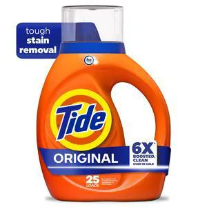 Tide Laundry Detergent Liquid, Original Scent, 6X Boosted Cleaning Power, 32fl oz, 25 Loads Tide Laundry Detergent Liquid, Original Scent, 6X Boosted Cleaning Power, 32fl oz, 25 Loads