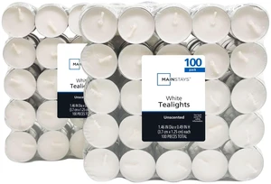 Mainstays White Unscented Indoor/Outdoor Tealight Candles, 100 Count Mainstays White Unscented Indoor/Outdoor Tealight Candles, 100 Count