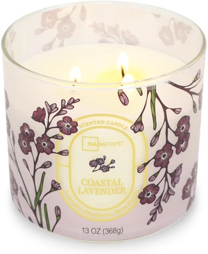Mainstays Coastal Lavender 3-Wick Floral Scene Scented Jar Candle, 13oz Mainstays Coastal Lavender 3-Wick Floral Scene Scented Jar Candle, 13oz