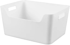 Mainstays X-Large Easy Access Open Plastic Storage Bin with Scoop Front, White Mainstays X-Large Easy Access Open Plastic Storage Bin with Scoop Front, White