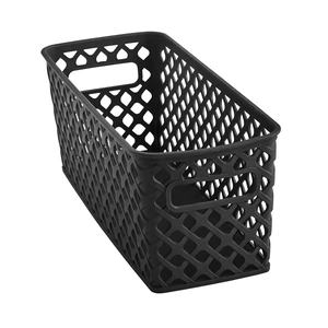 Mainstays Narrow Black Decorative Plastic Storage Basket, 13.6in x 5.5in x 5.1in Mainstays Narrow Black Decorative Plastic Storage Basket, 13.6in x 5.5in x 5.1in