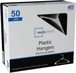 Mainstays Plastic Clothes Hangers, 50-Count, White Mainstays Plastic Clothes Hangers, 50-Count, White