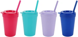 Your Zone 4-Pack 15oz Tumblers with Lids and Straws, Multicolor Your Zone 4-Pack 15oz Tumblers with Lids and Straws, Multicolor