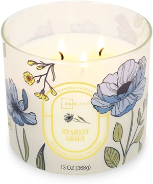 Mainstays Starlit Skies 3-Wick Scented Jar Candle, Floral Scene, 13 oz Mainstays Starlit Skies 3-Wick Scented Jar Candle, Floral Scene, 13 oz