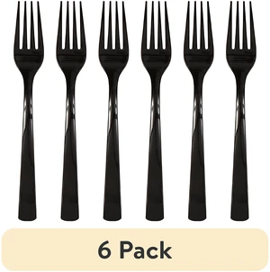 6-Pack, 24-Count Black Disposable Plastic Forks by Way to Celebrate 6-Pack, 24-Count Black Disposable Plastic Forks by Way to Celebrate