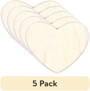 5 Pack Hello Hobby Wooden Heart Shape, 0.07lbs 5 Pack Hello Hobby Wooden Heart Shape, 0.07lbs