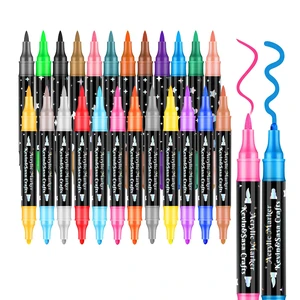 24 Colors Dual Tip Acrylic Paint Marker Pens Set by KEVIN&SASA CRAFTS 24 Colors Dual Tip Acrylic Paint Marker Pens Set by KEVIN&SASA CRAFTS
