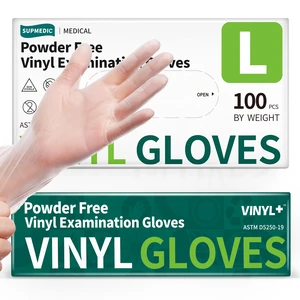 Supmedic Vinyl Medical Exam Gloves, Latex-Free, Powder-Free, Disposable, Clear Supmedic Vinyl Medical Exam Gloves, Latex-Free, Powder-Free, Disposable, Clear