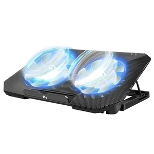 Laptop Cooling Pad with 2 Quiet Fans, LED Lights, 2 USB Ports, 5 Height Adjustable Speed Mounts, Metal Mesh Design, for 9-17inch Laptops, Black Laptop Cooling Pad with 2 Quiet Fans, LED Lights, 2 USB Ports, 5 Height Adjustable Speed Mounts, Metal Mesh Design, for 9-17inch Laptops, Black