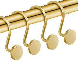 CHICTIE Gold Metal Shower Curtain Hooks Set of 12, Rustproof Heavy Duty Round Rings for Bathroom Curtain Rod, Modern Decorative CHICTIE Gold Metal Shower Curtain Hooks Set of 12, Rustproof Heavy Duty Round Rings for Bathroom Curtain Rod, Modern Decorative