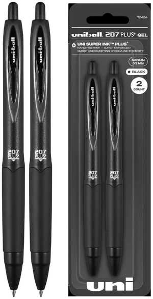 Uniball 207 Plus+ Gel Pens, Black Ink, 0.7mm Medium Point, 2 Count Uniball 207 Plus+ Gel Pens, Black Ink, 0.7mm Medium Point, 2 Count