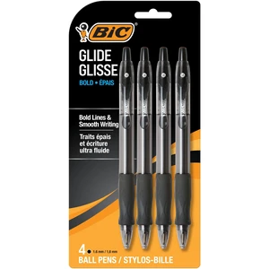 BIC Glide Bold Ballpoint Pens, Bold Point 1.6mm, Black, 4-Count Pack BIC Glide Bold Ballpoint Pens, Bold Point 1.6mm, Black, 4-Count Pack