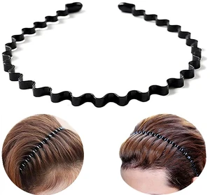 Bodbop XINGZHE Metal Hairband, Non Slip Wavy Headband for Men and Women, for Washing Face Makeup Sports, Black (1 Count) Bodbop XINGZHE Metal Hairband, Non Slip Wavy Headband for Men and Women, for Washing Face Makeup Sports, Black (1 Count)