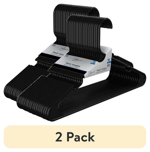 Mainstays Plastic Clothes Hangers, 18 Pack (2 Pack), Black Mainstays Plastic Clothes Hangers, 18 Pack (2 Pack), Black
