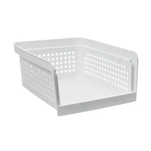 Mainstays Open-Front Stackable Closet Storage Organizer Bin with Breathable Holes, White Plastic Mainstays Open-Front Stackable Closet Storage Organizer Bin with Breathable Holes, White Plastic
