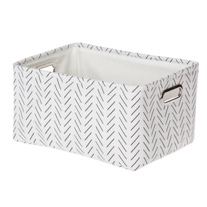 Mainstays 15in x 8in x 11in Black and White Lines Canvas Decorative Storage Basket with Handles Mainstays 15in x 8in x 11in Black and White Lines Canvas Decorative Storage Basket with Handles