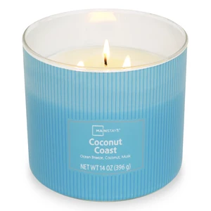 Mainstays 3-Wick Textured Wrapped Candle, Coconut Coast Fragrance, 14 oz Mainstays 3-Wick Textured Wrapped Candle, Coconut Coast Fragrance, 14 oz