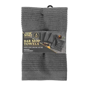 Thyme & Table Bar Mop Kitchen Towels, Gray, 4-Pack Set Thyme & Table Bar Mop Kitchen Towels, Gray, 4-Pack Set