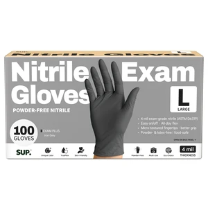 Nitrile+ SUP Exam Plus Powder-Free Disposable Gloves, Black, 100 Count Nitrile+ SUP Exam Plus Powder-Free Disposable Gloves, Black, 100 Count