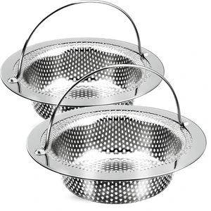 2 Pack Stainless Steel Kitchen Sink Drain Strainer with Handle, Outer Diameter 4.5 Inch, Food Catcher, Rust Free 2 Pack Stainless Steel Kitchen Sink Drain Strainer with Handle, Outer Diameter 4.5 Inch, Food Catcher, Rust Free