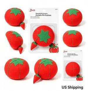 Red Tomato Pin Cushion, Needle Storage Holder with Emery Strawberry for Sewing Quilting Crafts Red Tomato Pin Cushion, Needle Storage Holder with Emery Strawberry for Sewing Quilting Crafts
