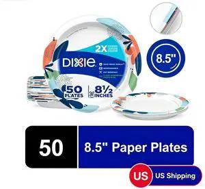 8.5Inch Compostable Disposable Paper Plates 50Count, 2X Stronger with SoakProof Shield for Parties Picnics 8.5Inch Compostable Disposable Paper Plates 50Count, 2X Stronger with SoakProof Shield for Parties Picnics