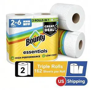 Essentials SelectASize White Paper Towels, 2 Triple Rolls Equals 6 Regular Rolls for Household Mess CleanUp Essentials SelectASize White Paper Towels, 2 Triple Rolls Equals 6 Regular Rolls for Household Mess CleanUp