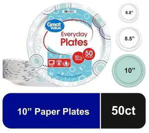 10Inch Disposable Round Paper Plates 50Count, MicrowaveSafe SoakProof Plates for Parties, Barbecues and Daily Meals 10Inch Disposable Round Paper Plates 50Count, MicrowaveSafe SoakProof Plates for Parties, Barbecues and Daily Meals