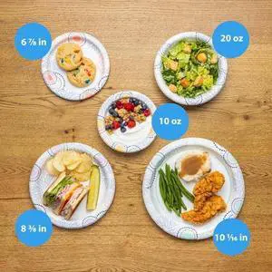 10Inch Disposable Round Paper Plates 50Count, MicrowaveSafe SoakProof Plates for Parties, Barbecues and Daily Meals 10Inch Disposable Round Paper Plates 50Count, MicrowaveSafe SoakProof Plates for Parties, Barbecues and Daily Meals