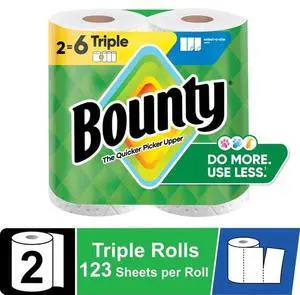 SelectASize White Paper Towels 2 Triple Rolls, 2X More Absorbent, Diamond Texture for Household Spills & HeavyDuty Tasks SelectASize White Paper Towels 2 Triple Rolls, 2X More Absorbent, Diamond Texture for Household Spills & HeavyDuty Tasks