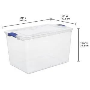 66Quart Clear Latching Plastic Storage Bin, BPAFree, Stackable Container for Closet, Dorm and Seasonal Household Organization 66Quart Clear Latching Plastic Storage Bin, BPAFree, Stackable Container for Closet, Dorm and Seasonal Household Organization