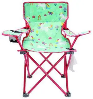 Kids Folding Camping Chair, SteelFrame Lockable Toddler Seat, UnicornDinosaur Print With Carry Bag for Beach & Backyard Kids Folding Camping Chair, SteelFrame Lockable Toddler Seat, UnicornDinosaur Print With Carry Bag for Beach & Backyard